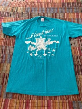 Vintage Jerzees Bright Turquoise Crewneck Tee Size M